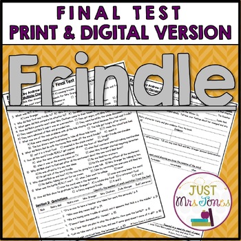Preview of Frindle by Andrew Clements Final Test