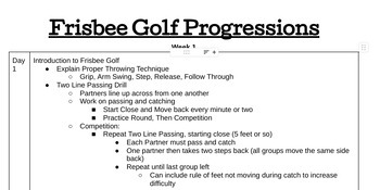 Preview of Frisbee Golf Progressions (2 Weeks)