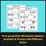 Frist grade Math Worksheet Addition Activities & Practice 