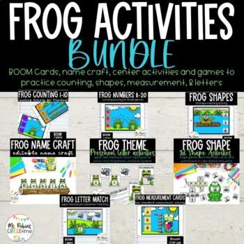 Preview of Frog Activities for Preschool BUNDLE (name craft, numbers, letters, and shapes)