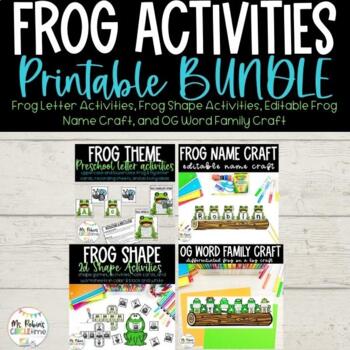 Preview of Frog Activities for Preschool Printable BUNDLE | Letter, Shapes, and Crafts