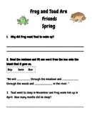 Frog And Toad Are Friends--Spring Reading Comprehension an