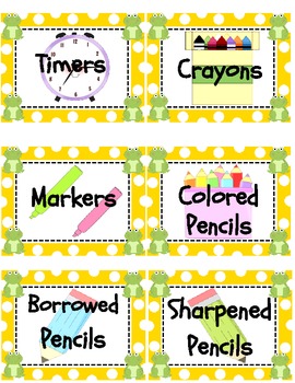 Frog Classroom Supply Labels by KinderKuties | Teachers Pay Teachers