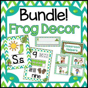 Preview of Frog Classroom Theme Decor Bundle