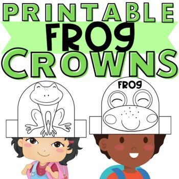 Preview of Frog Craft for Preschool | Easy Frog Activity | Coloring Crown Hat Kindergarten