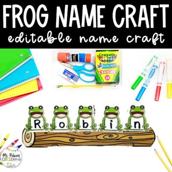 Preview of Frog Craft for Preschool | EDITABLE Name Craft