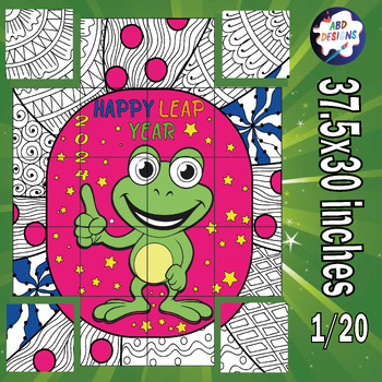 Preview of Frog Craft : happy leap year 2024 Collaborative Coloring Poster Bulletin Board