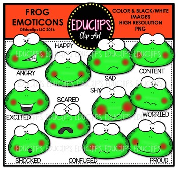 Preview of Frog Emoticons Clip Art Bundle  {Educlips Clipart}
