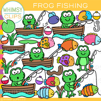 Frog Fishing Clip Art by Whimsy Clips