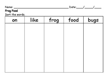 Preview of Frog Food (Getting Started Lesson 2) - Sort the Words by Font Worksheet