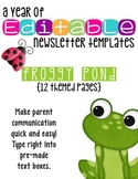 Editable Newsletter Templates (12 included): Frog Friends