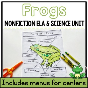 Preview of Frog Informational Nonfiction ELA and Science Unit with Menu Choices