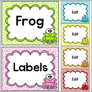 Preview of Frog Theme Classroom Labels - Editable