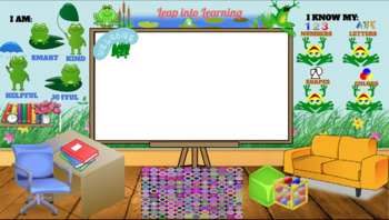 Preview of Frog (Leap into Learning) themed Virtual Classroom Background