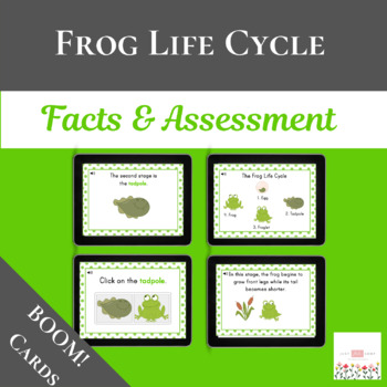 Preview of Frog Life Cycle: Facts & Assessment with Boom Cards™ | Digital
