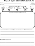 Frog Life Cycle Observation Journal and Worksheets