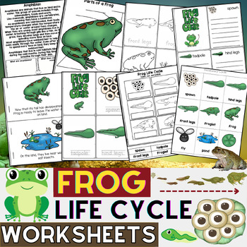 Preview of Frog Life Cycle Worksheets & Reading Passages | Life Cycle of a Frog | Spring