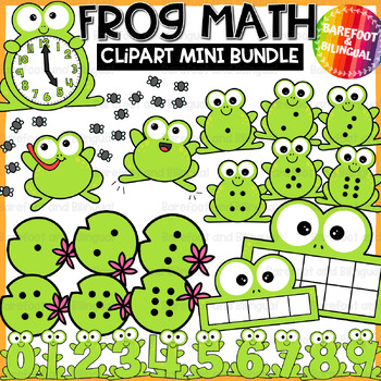 Preview of Frog Math Clipart Mini Bundle - 7 Sets in 1 - Dice, Number Frog Clipart & More