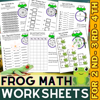Preview of Frog Math Fun Worksheets | Multiplication, Division and more | Spring Activities