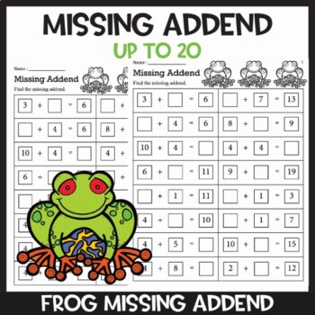 Preview of Frog Missing Addend to 20 Worksheets