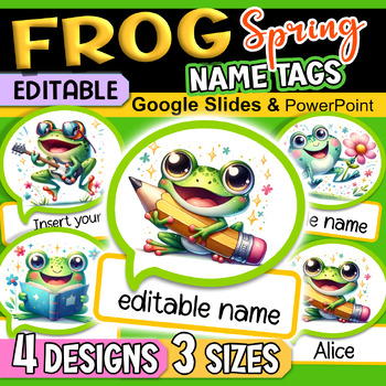 Preview of Frog Name Tags Editable | Spring Name Tags, Cubby Name Tags, Locker Name Tags