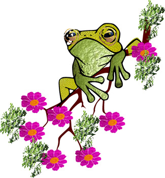 Preview of Frog On A branch of Flowers: