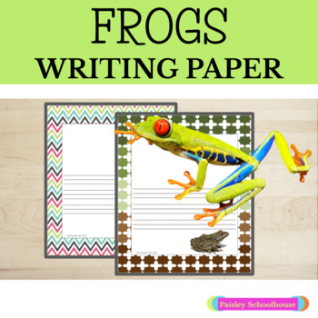 Preview of Frogs: Primary Writing Paper With Drawing Box and Without