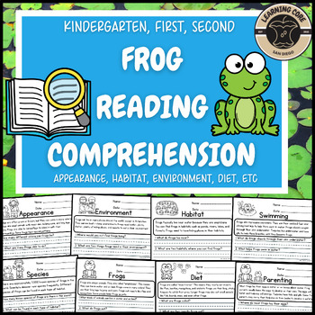 Preview of Frog Reading Comprehension Unit Nonfiction Kindergarten First Second Third