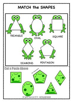 Preview of Frog Theme Shape Sorting Puzzle - NO PREP Math Activity - Frog Shape POSTERS