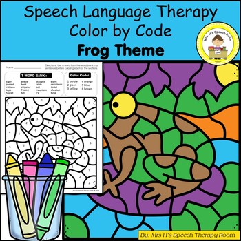 Preview of Frog Speech Therapy Color By Code Grab and Go Activity