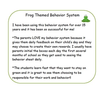 Preview of Behavior system with frog theme