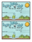 Frog Themed 100th Day Certificate