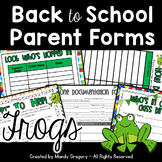 Frog Themed Back to School Parent Forms