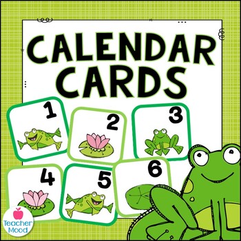 Preview of Frog Themed Classroom Calendar Cards Morning Math