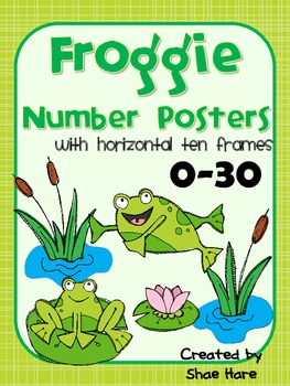 Preview of Frog Themed Classroom Number Posters to 30