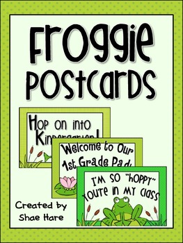 Preview of Frog Themed Classroom Welcome Postcards - Back to School