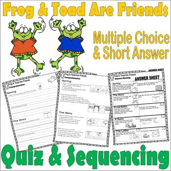 Preview of Frog & Toad Are Friends Reading Quiz Test Questions & Story Scene Sequencing