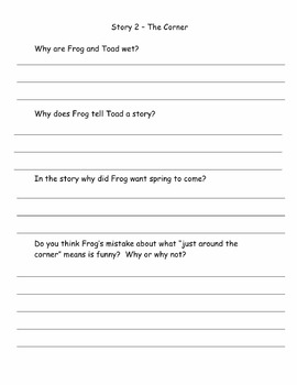 Frog And Toad All Year Guided Reading Questions And Follow Up Activities