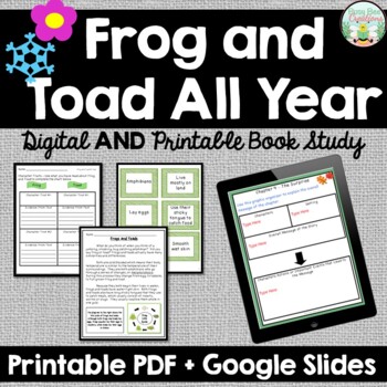 Preview of Frog and Toad All Year - Book Study - Printable PDF AND Digital Google Slides