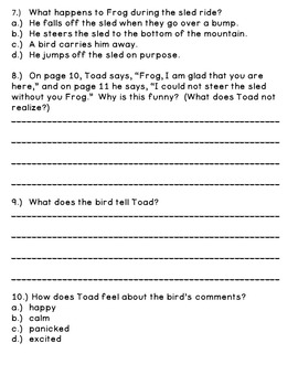 Frog and Toad All Year--Reading Comprehension Packet by Everything 3 to 8