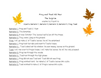 Preview of Frog and Toad All Year: (a fall reader's theater and comprehension pages)