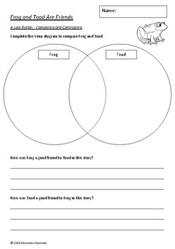 Frog and Toad Are Friends by Arnold Lobel - 10 Worksheets | TPT