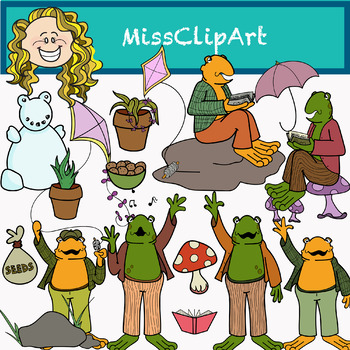 Preview of Frog and Toad Clipart (Color and B&W){MissClipArt}