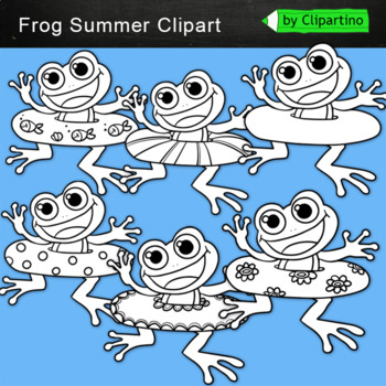 Preview of Frog bw clipart: summer clipart