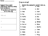 Frog on a Log? Comprehension Worksheet