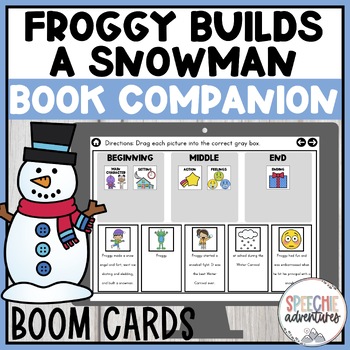 Preview of Froggy Builds a Snowman Book Companion Boom Cards