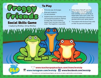 Preview of Social Skills Game/Activity- Frog Themed