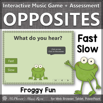 Preview of Fast Slow Music Opposites ~ Interactive Music Game + Assessment {Froggy Fun}