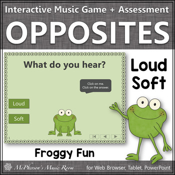 Preview of Loud and Soft Music Opposite Interactive Music Game + Assessment {Froggy Fun}