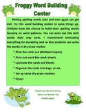 Froggy Word Building Center (diagraphs, blends, spelling w